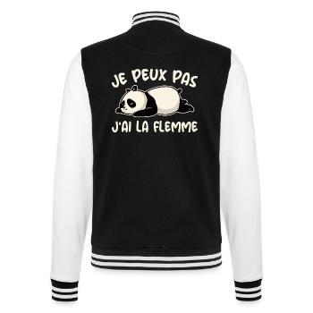 Je Peux Pas J'ai La Flemme Cadeau Drôle Panda - Veste Teddy - noir/blanc - Dos - Marisol (170cm)