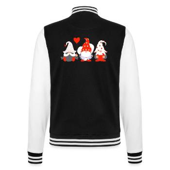 Lustiger Gnom hängt ein rotes Herz Valentinstag 2024 - College-Sweatjacke - Schwarz/Weiß - Hinten - Marisol (170cm)