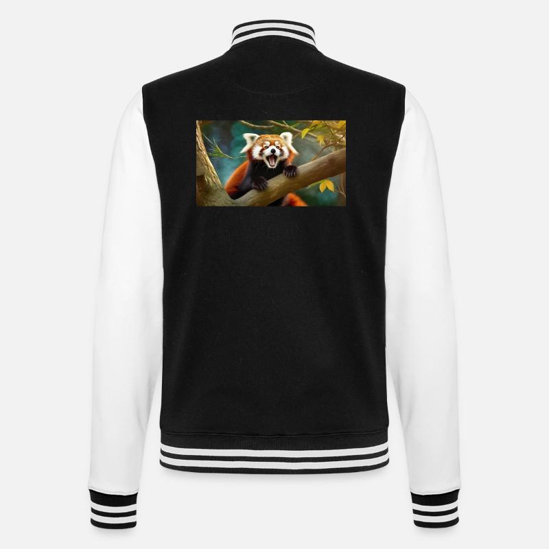 Cute animals chilling – red panda - College Sweat Jacket - black/white