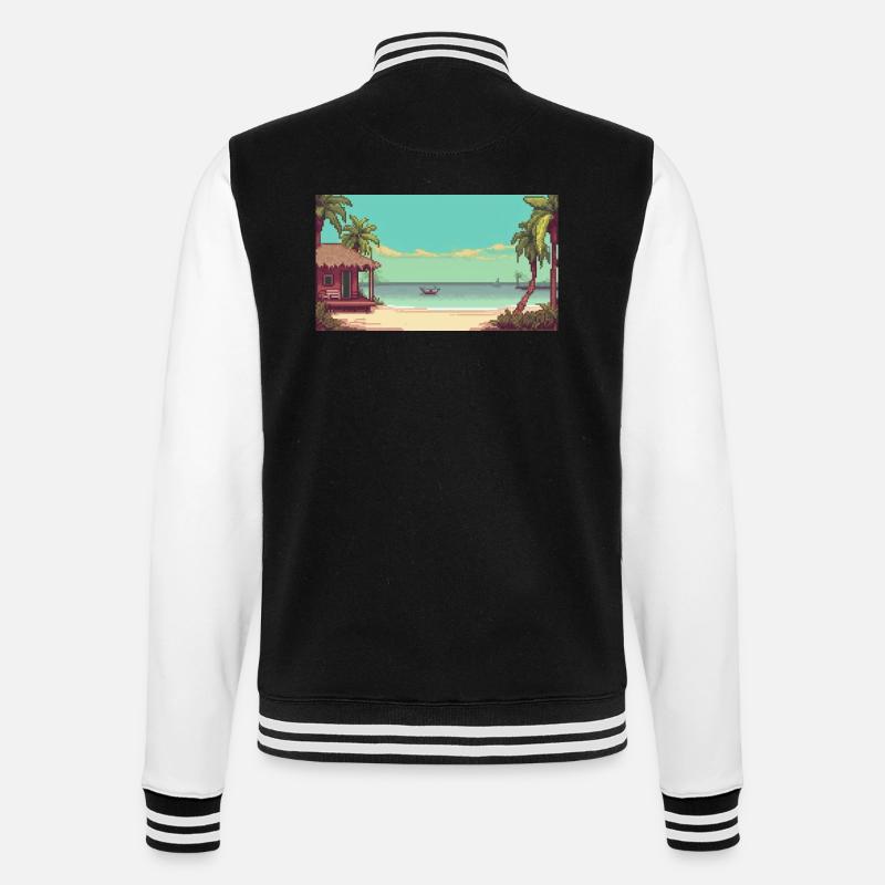 Isla Holbox, Mexiko - Pixel Art - College-Sweatjacke - Schwarz/Weiß