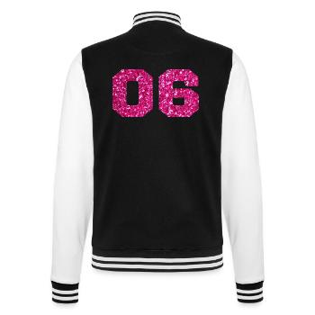 Number 6 Pink Glitter - 6th Anniversary - College Sweat Jacket - black/white - Back - Marisol (170cm)