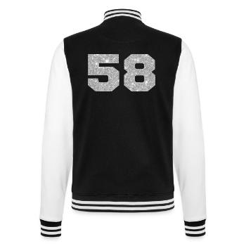 Number 58 Silver Glitter - 58th Anniversary - College Sweat Jacket - black/white - Back - Marisol (170cm)