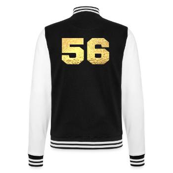 Number 56 Gold Glitter - 56th Anniversary - College Sweat Jacket - black/white - Back - Marisol (170cm)