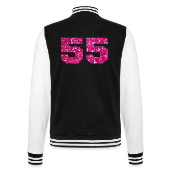 Number 55 Pink Glitter - 55th Anniversary - College Sweat Jacket - black/white - Back - Marisol (170cm)