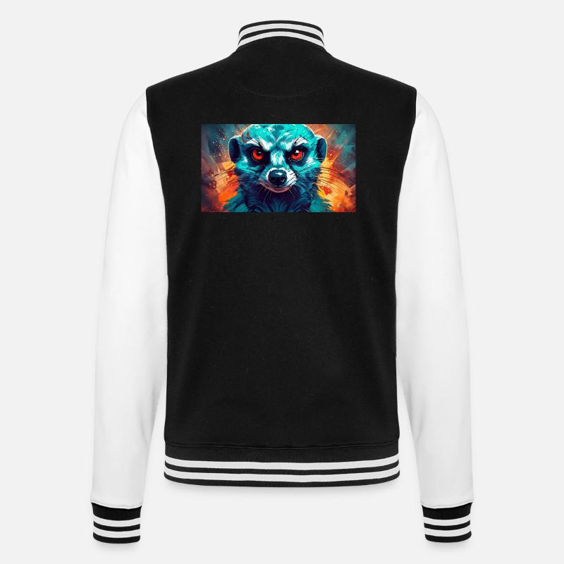 Cute grumpy grouchy animals - meerkat - College Sweat Jacket - black/white