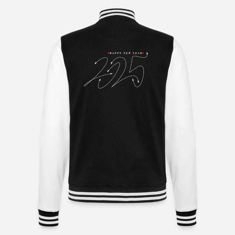 Neujahr 2025 Glück - College-Sweatjacke - Schwarz/Weiß