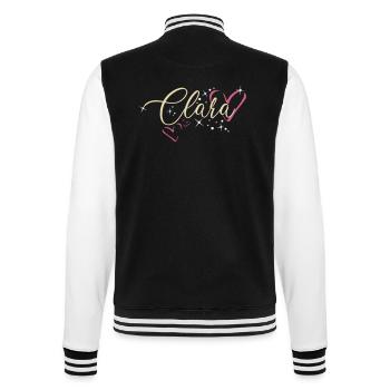 Clara Surname First name Calligraphy Heart - College Sweat Jacket - black/white - Back - Marisol (170cm)