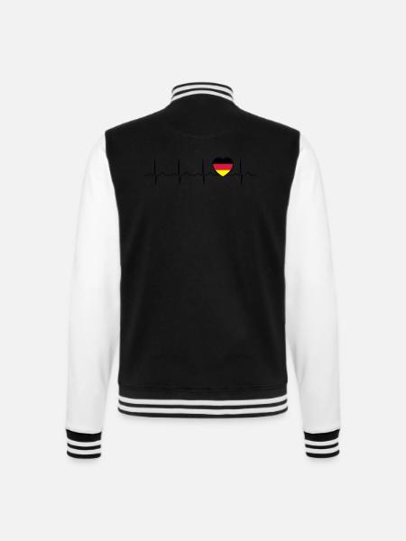 Deutschland Flagge Herzschlag - Nation - Germany - College-Sweatjacke - Schwarz/Weiß