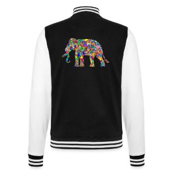 Elefant bunte Farbkleckse Geschenk Geschenkidee - College-Sweatjacke - Schwarz/Weiß - Hinten - Marisol (170cm)