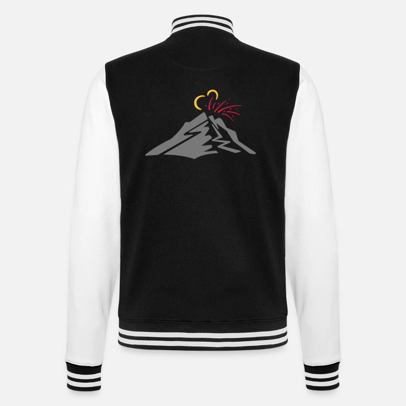 Volcano - vector line drawing, gift - College Sweat Jacket - black/white