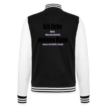I love my husband wool knitting crochet sewing - College Sweat Jacket - black/white - Back - Marisol (170cm)