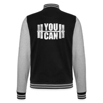 You Can Muskel Shirt Geschenk GYM Hanteln - College-Sweatjacke - Schwarz/Grau meliert - Hinten - Marisol (170cm)