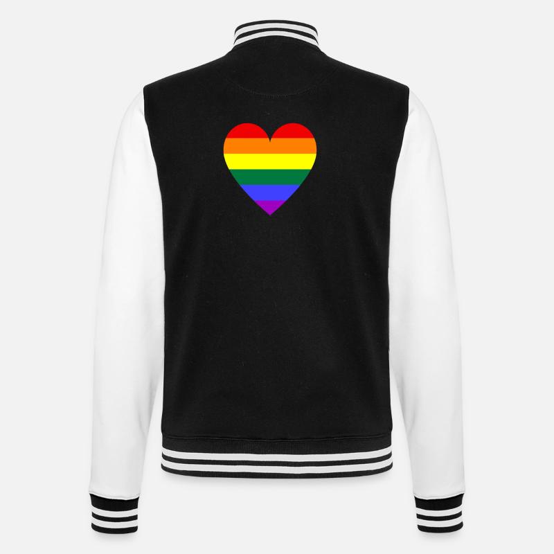 Regenbogen Herz - College-Sweatjacke - Schwarz/Weiß