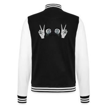 Female Victory Hand Signal Girl - College Sweat Jacket - black/white - Back - Marisol (170cm)