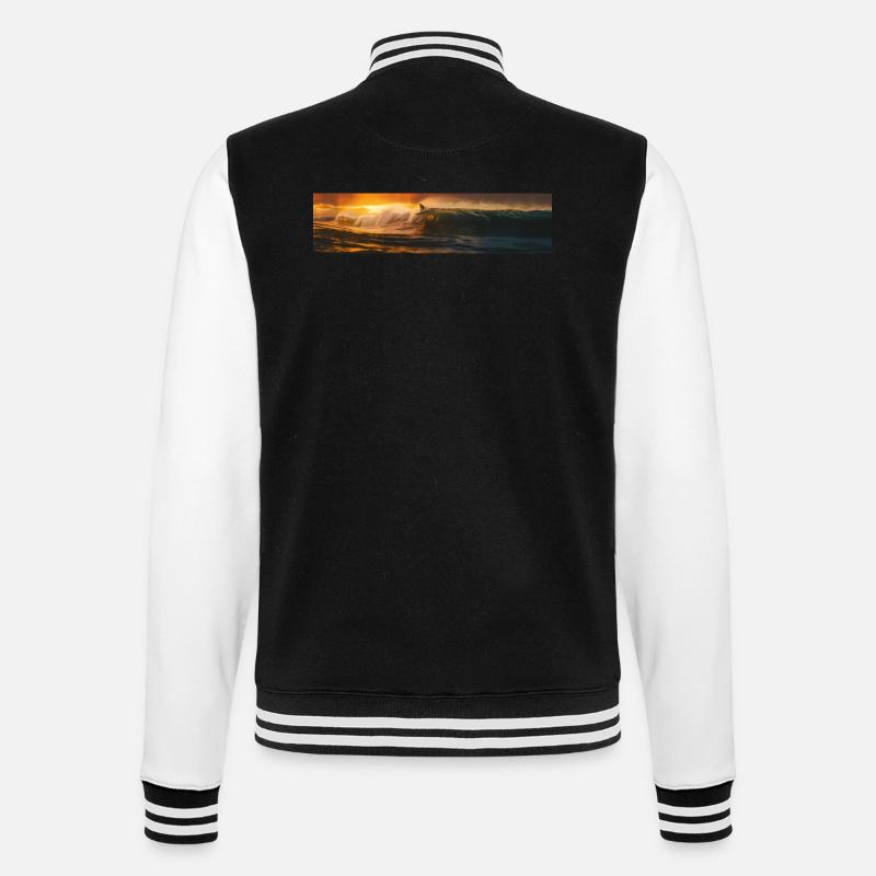Wellensurfer - College-Sweatjacke - Schwarz/Weiß