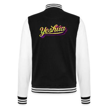 Yeshúa - Urban Lettering Style - College Sweat Jacket - black/white - Back - Marisol (170cm)