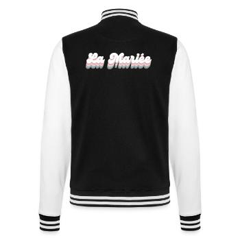 Die Retro-Braut - passendes T-Shirt - College-Sweatjacke - Schwarz/Weiß - Hinten - Marisol (170cm)
