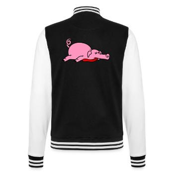 Unconscious Dead Pig Cricket Eating Meat - College Sweat Jacket - black/white - Back - Marisol (170cm)