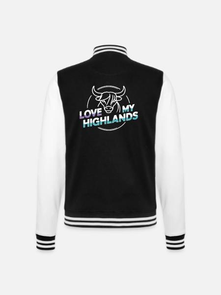 Meine Highlands Rinder ich liebe Highlands - College-Sweatjacke - Schwarz/Weiß