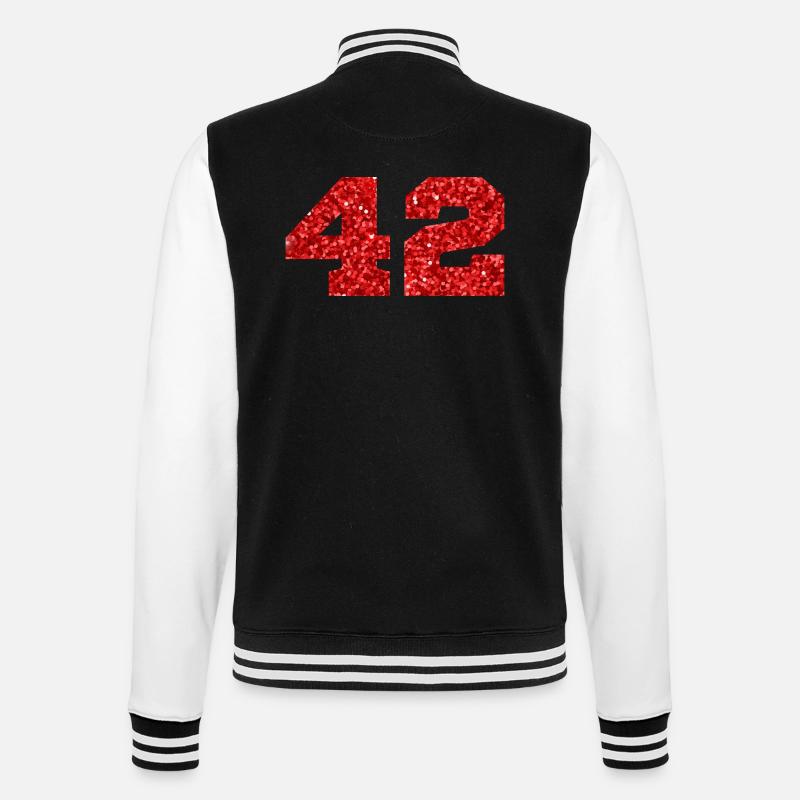 Numéro 42 paillettes rouge - 42e anniversaire - Veste Teddy - noir/blanc