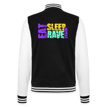 Manger dormir Rave répéter Logo Musique de fête Répéter - Veste Teddy - noir/blanc - Dos - Marisol (170cm)