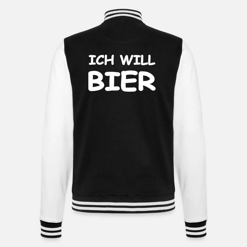 Bier - College-Sweatjacke - Schwarz/Weiß