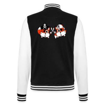 2 Little Cute Pirate Foxes Eye Patch Saber Duel - College Sweat Jacket - black/white - Back - Marisol (170cm)
