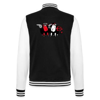 2 Sheep Angel Devil Satan Hell Evil Heaven Good - College Sweat Jacket - black/white - Back - Marisol (170cm)