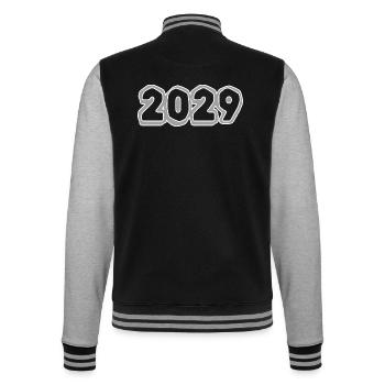 Born in 2029 - College Sweat Jacket - black/heather grey - Back - Marisol (170cm)