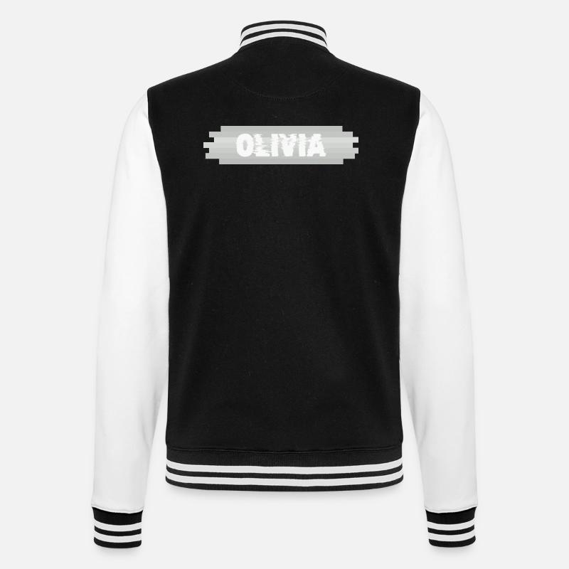 Olivia als Name - College-Sweatjacke - Schwarz/Weiß