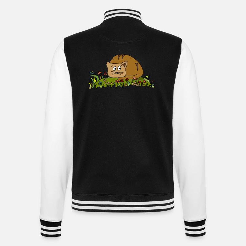 Katze - College-Sweatjacke - Schwarz/Weiß