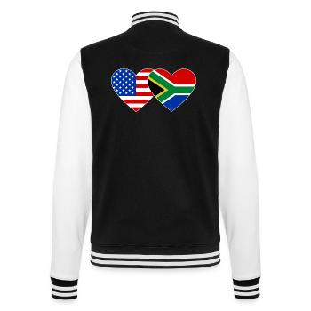 États-Unis, Afrique du Sud, drapeau, forme de coeur - Veste Teddy - noir/blanc - Dos - Marisol (170cm)