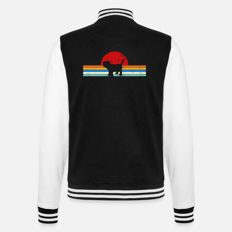 Cat Vintage retro sunset - College Sweat Jacket - black/white