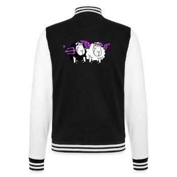 2 Mouton Ange Diable Satan Enfer Mal Paradis Bien - Veste Teddy - noir/blanc - Dos - Marisol (170cm)