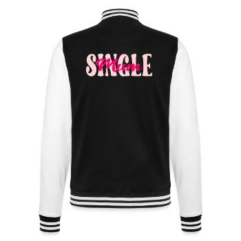 British Single Mum - College Sweat Jacket - black/white - Back - Marisol (170cm)