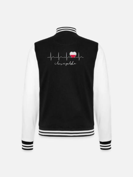 I love Polska - Polen Herzschlag - Polnisch - College-Sweatjacke - Schwarz/Weiß