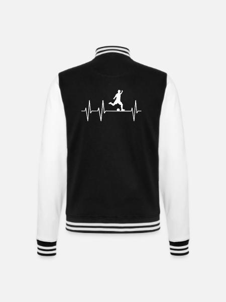 Fußball Herzschlag Herz Puls Herzklopfen Herzlinie - College-Sweatjacke - Schwarz/Weiß