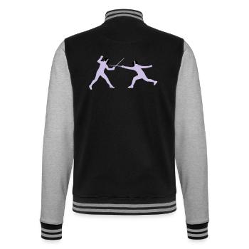 fechter_2c - College-Sweatjacke - Schwarz/Grau meliert - Hinten - Marisol (170cm)