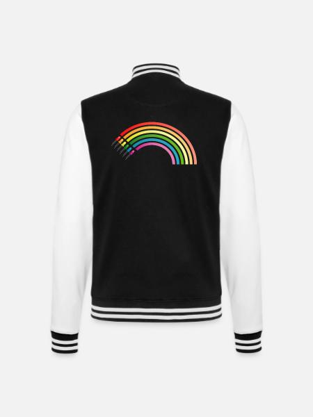 Regenbogen LED - College-Sweatjacke - Schwarz/Weiß