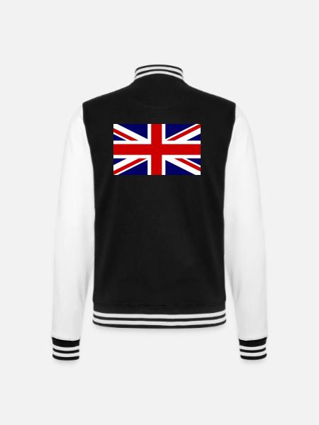 Großbritannien Flagge, Englandfahne, great britain - College-Sweatjacke - Schwarz/Weiß