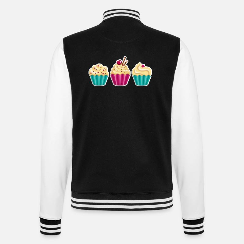 Cupcake - Muffin - Donut - Ice cream - chocolate - - College Sweat Jacket - black/white