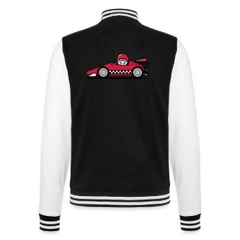 Rennwagen lustig witzig - College-Sweatjacke - Schwarz/Weiß - Hinten - Marisol (170cm)