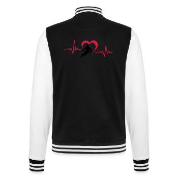 Winter - Skifahrer Herz - College-Sweatjacke - Schwarz/Weiß - Hinten - Marisol (170cm)