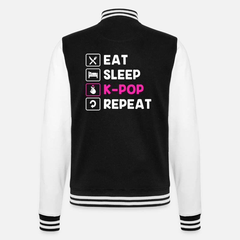 K-Pop - College-Sweatjacke - Schwarz/Weiß