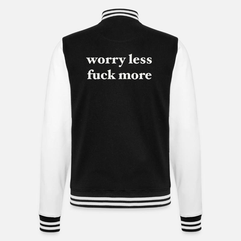 worry less - College-Sweatjacke - Schwarz/Weiß