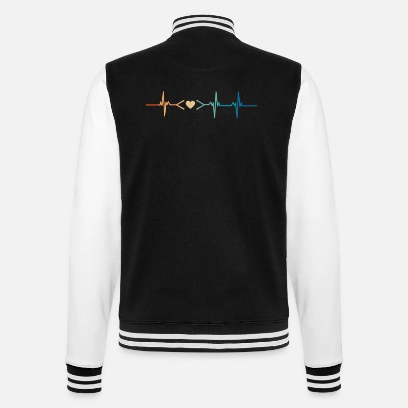 Heartbeat Coding Liebe - College-Sweatjacke - Schwarz/Weiß