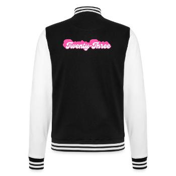 Twenty-Three Birthday - 23rd Birthday Retro Pink - College Sweat Jacket - black/white - Back - Marisol (170cm)