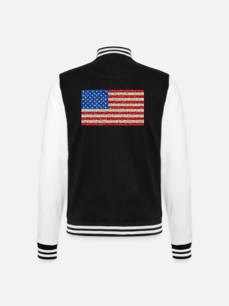 Amerikanische Flagge Fahne USA Patriot Glitzer - College-Sweatjacke - Schwarz/Weiß