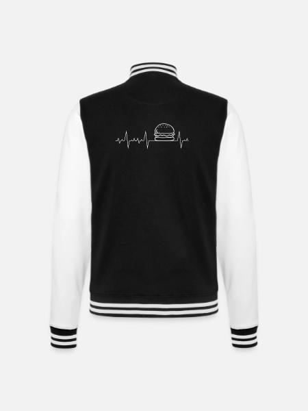 Herzschlag Herzfrequenz Herzlinie Geschenk Burger - College-Sweatjacke - Schwarz/Weiß