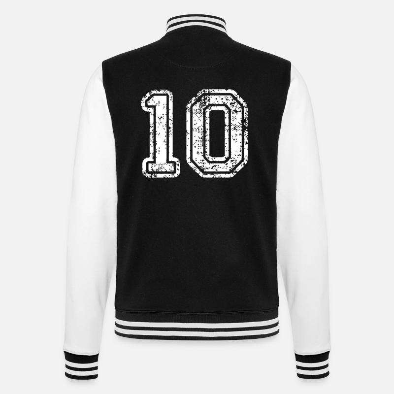 10 - College-Sweatjacke - Schwarz/Weiß